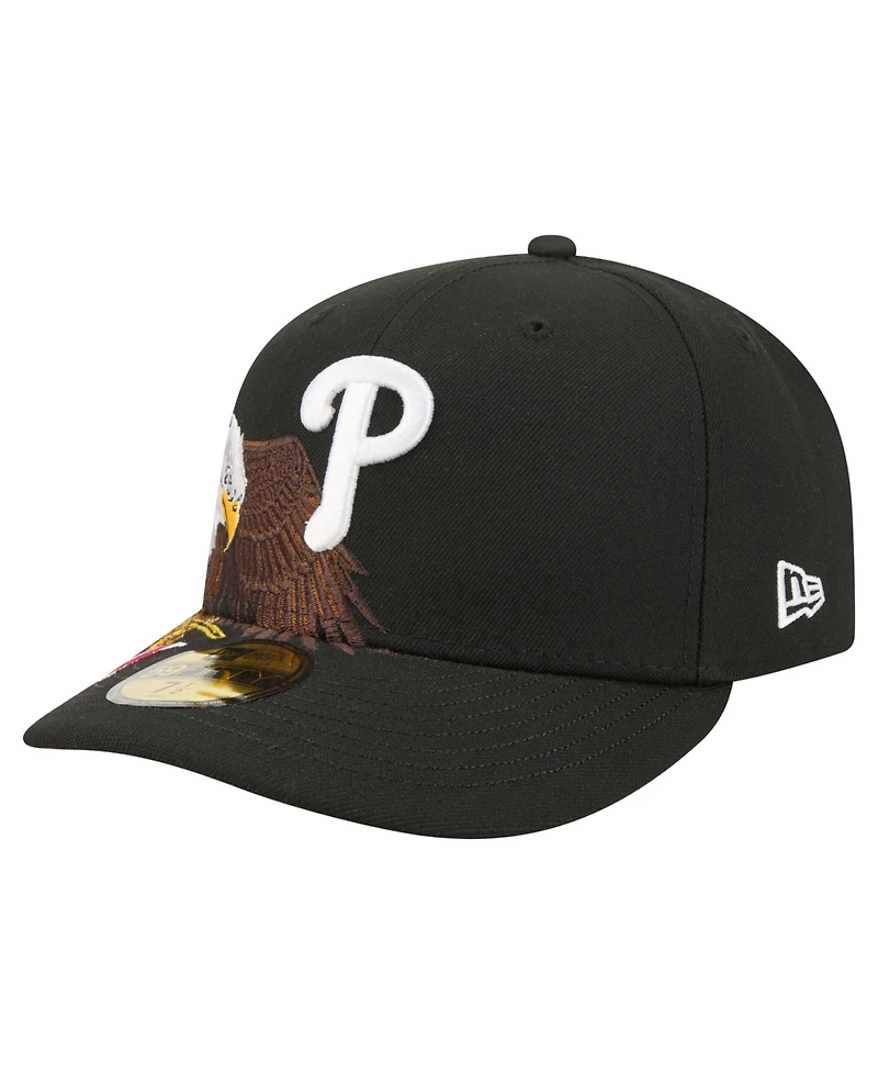 New Era Men's Black Philadelphia Phillies Americana Bald Eagle Pre-Curved 59FIFTY Fitted Hat