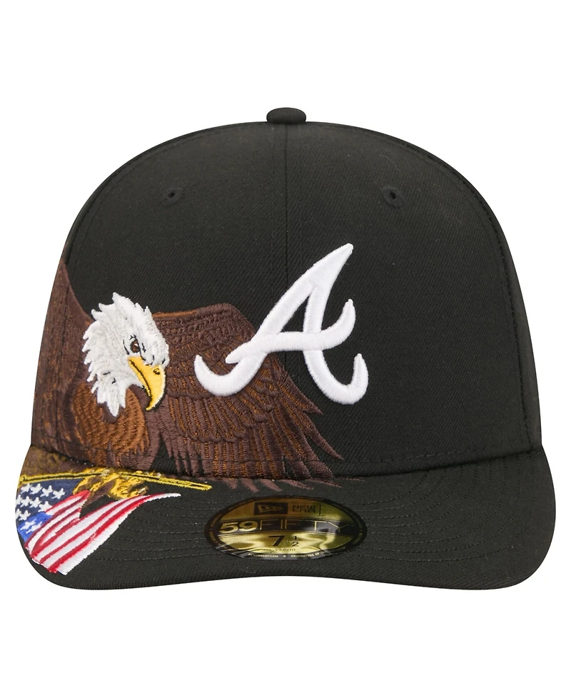 New Era Men's Black Atlanta Braves Americana Bald Eagle Pre-Curved 59FIFTY Fitted Hat