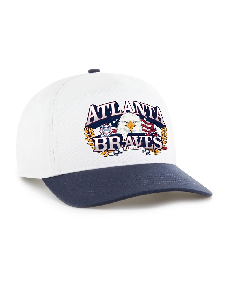 '47 Brand Men's White/Navy Atlanta Braves Americana Eagle Hitch Adjustable Hat