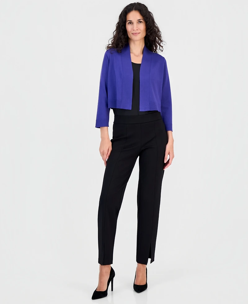 Kasper Women's Collarless Cropped Long-Sleeve Cardigan