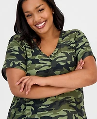Full Circle Trends Trendy Plus Printed V-Neck Tunic