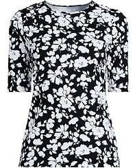 Lands' End Women's Elbow Sleeve Crewneck Garden Tee- Sunshade Upf 50 Quick Dry
