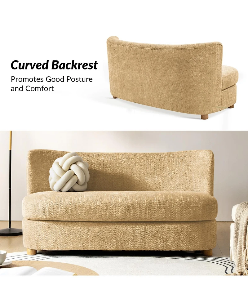 Hulala Home Pearce 63 Modern Upholstered Boucle Curved Loveseat Sofa.