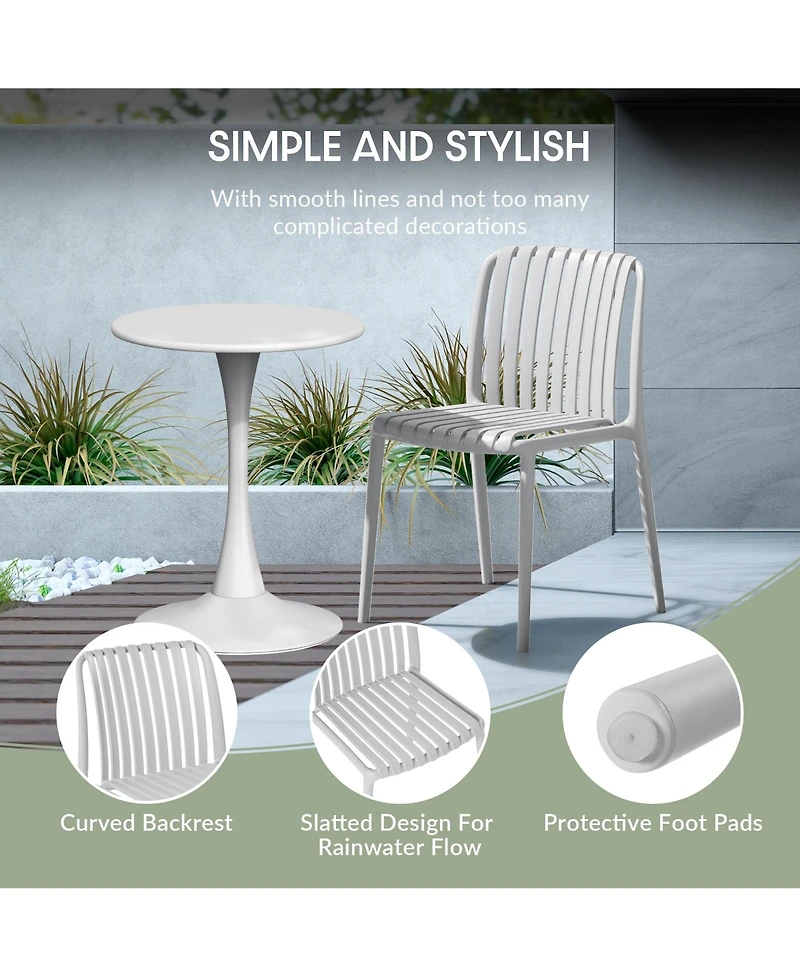 WestinTrends 5-Piece Outdoor Metal Dining Table Set And Stackable Resin Patio Chairs