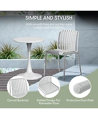 WestinTrends 5-Piece Outdoor Metal Dining Table Set And Stackable Resin Patio Chairs