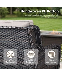 Pocassy Outdoor Wicker 2 Seater Sofa, All-Weather Patio Rattan Loveseat with Seat and Back Cushion, Ideal for Porch, Backyard, Balcony