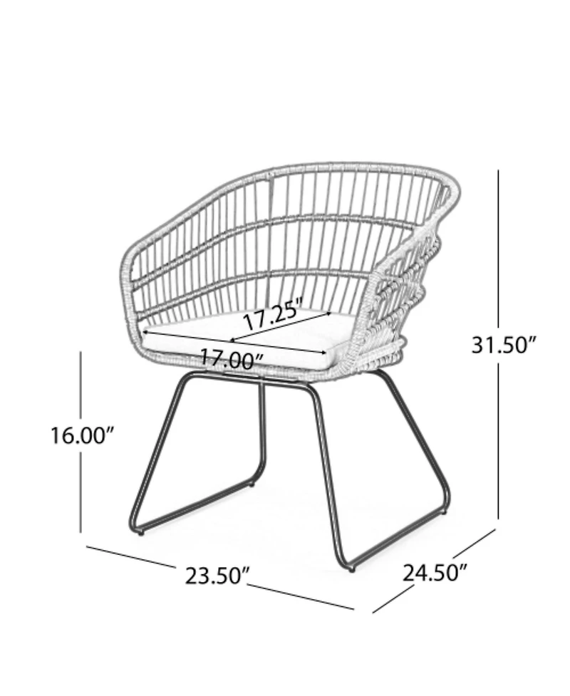 Clihome 2Pieces Outdoor Pe Rattan Dining Chair - Cushioned Patio Chair