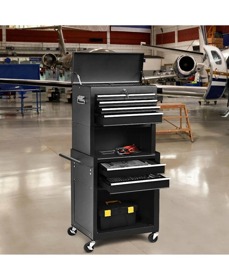 Gouun 6-Drawer Heavy-Duty Tool Chest with Heightening Cabinet for Garage