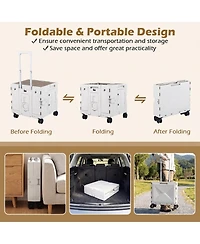 Gouun Foldable Utility Cart on 4 Rotate Wheels with Cup Holder Storage Bin