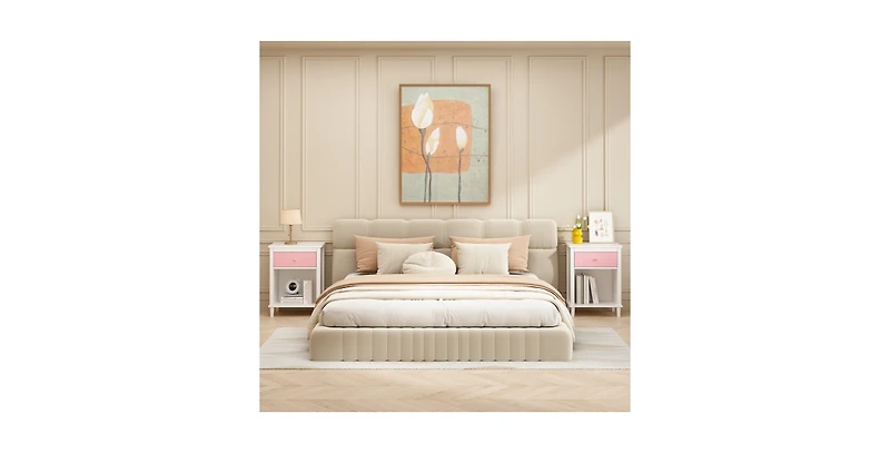 Lucky One 26.8"W Wooden Nightstand with Drawer and Shelf