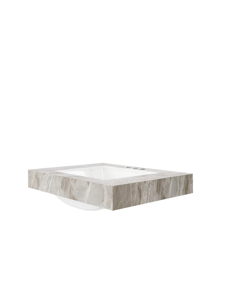 Busdays 30 Inch Sintered Stone Countertop with Undermount Ceramic Basin One Pre Drilled Faucet Hole No Cabinet No Faucet No Sink Cover