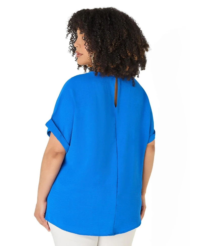 Ashley Stewart Plus Cuffed Textured Women's Top