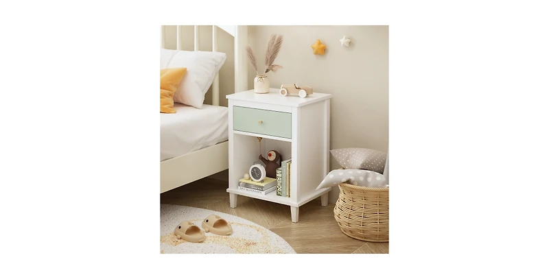 Lucky One 26.8"W Mdf Wood Nightstand with Drawer and Shelf