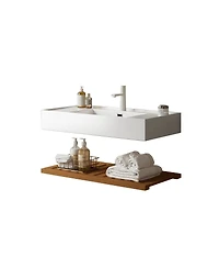 Sillysis Floating Bathroom Vanity with Acrylic Integrated Sink, Wall Mounted Shelf, Modern Storage Solution for Small Bathrooms