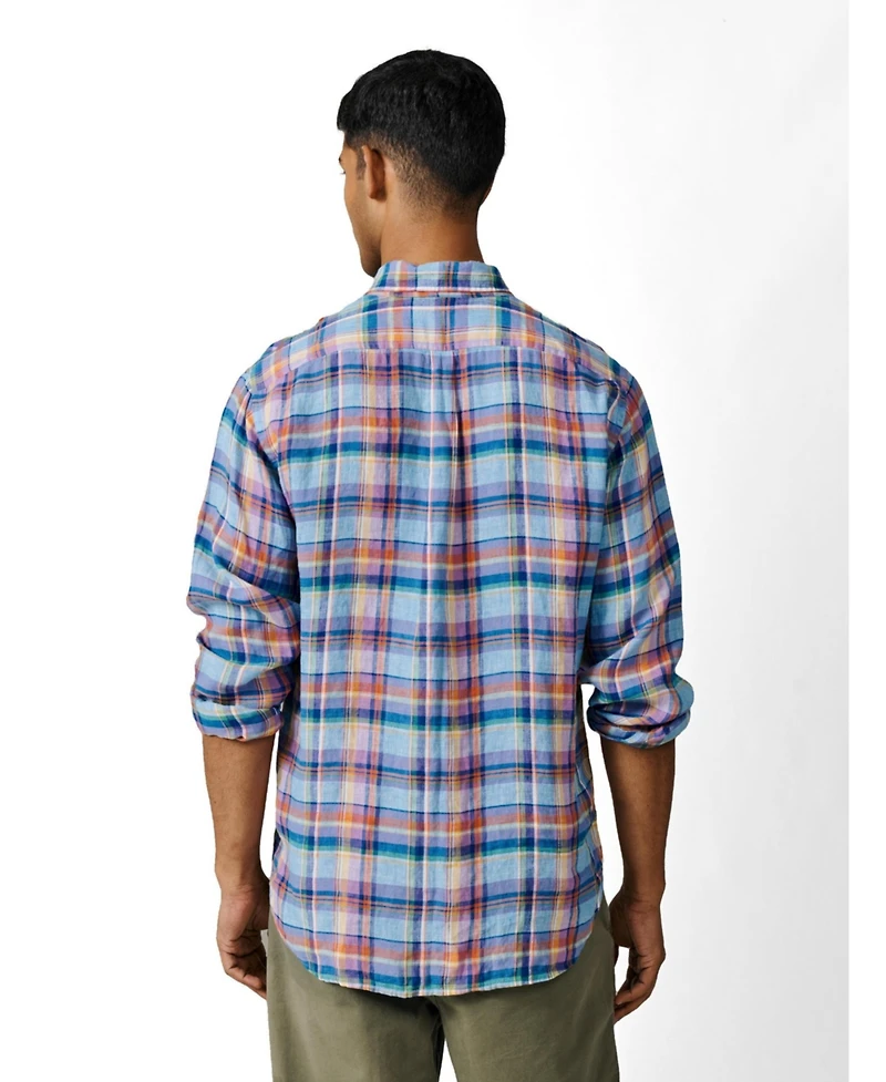 Aubin Men's Croyland Madras Button-Down Linen Shirt