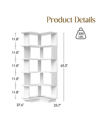 Clihome 5-Tier Freestanding Storage Corner Bookshelf