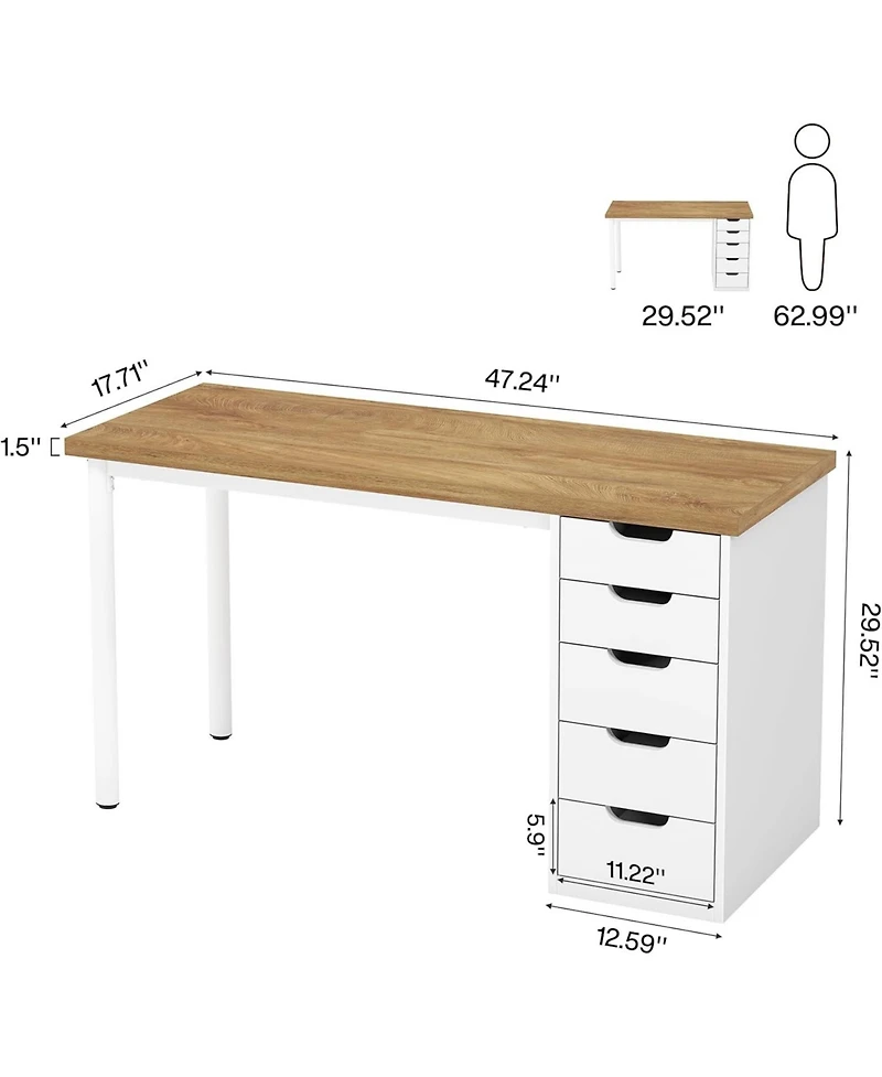 Tribesigns 47 inches Vanity Desk with 5 Drawers, Modern Style