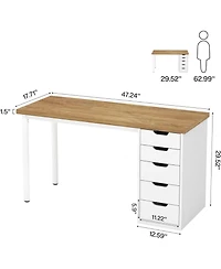 Tribesigns 47 inches Vanity Desk with 5 Drawers, Modern Style