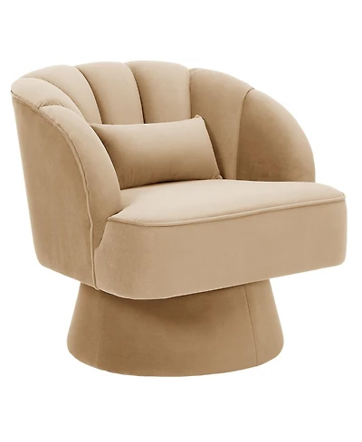 gaomon Modern Swivel Barrel Accent Chair, 360degree(s) Teddy Fabric Upholstered Armchair with Striped Backrest and Plush Padding for Living Room