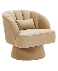 gaomon Modern Swivel Barrel Accent Chair, 360degree(s) Teddy Fabric Upholstered Armchair with Striped Backrest and Plush Padding for Living Room