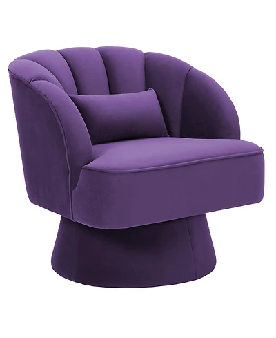 gaomon Modern Swivel Barrel Accent Chair, 360degree(s) Teddy Fabric Upholstered Armchair with Striped Backrest and Plush Padding for Living Room