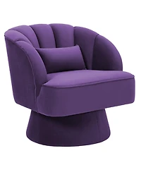 gaomon Modern Swivel Barrel Accent Chair, 360degree(s) Teddy Fabric Upholstered Armchair with Striped Backrest and Plush Padding for Living Room
