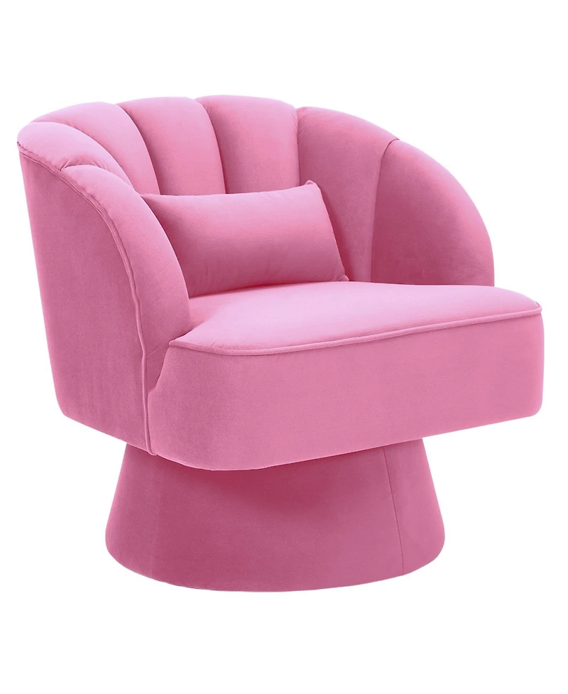 gaomon Modern Swivel Barrel Accent Chair, 360degree(s) Teddy Fabric Upholstered Armchair with Striped Backrest and Plush Padding for Living Room