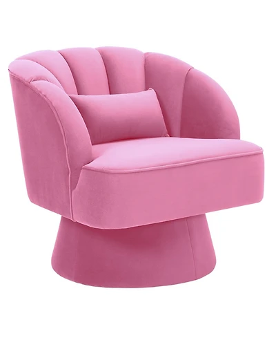 gaomon Modern Swivel Barrel Accent Chair, 360degree(s) Teddy Fabric Upholstered Armchair with Striped Backrest and Plush Padding for Living Room