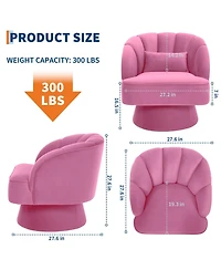 gaomon Modern Swivel Barrel Accent Chair, 360degree(s) Teddy Fabric Upholstered Armchair with Striped Backrest and Plush Padding for Living Room
