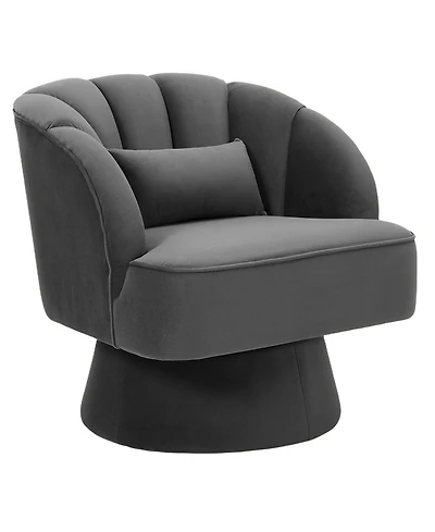 gaomon Modern Swivel Barrel Accent Chair, 360degree(s) Teddy Fabric Upholstered Armchair with Striped Backrest and Plush Padding for Living Room