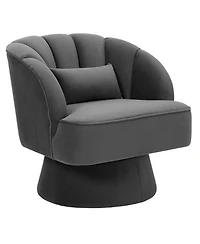gaomon Modern Swivel Barrel Accent Chair, 360degree(s) Teddy Fabric Upholstered Armchair with Striped Backrest and Plush Padding for Living Room