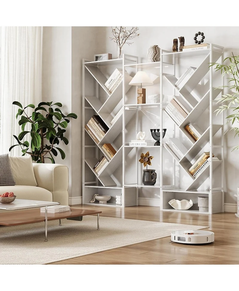 gaomon Triple 6 Tier Bookshelf, Large Bookcase Industrial Bookshelf with 24 Open Display Shelves, Industrial Tree Bookshelf