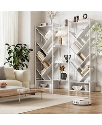 gaomon Triple 6 Tier Bookshelf, Large Bookcase Industrial Bookshelf with 24 Open Display Shelves, Industrial Tree Bookshelf