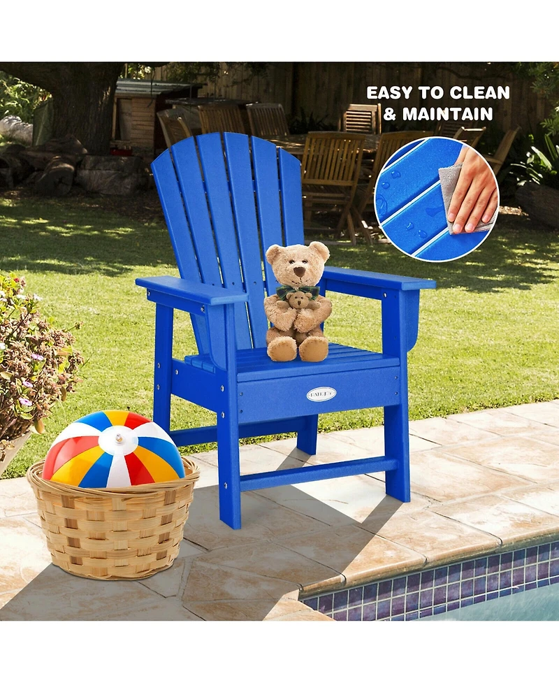 Gymax Set of 2 Kids Patio Adirondack Chair Armchair Weather Resistance Outdoor Chair