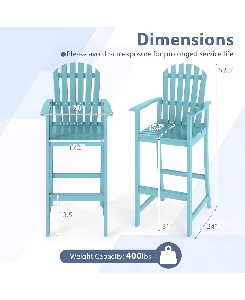 Gymax 4 Piece Tall Adirondack Chair w/Back Armrests and Footrest for Balcony Porch Deck
