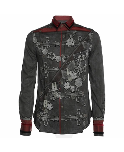 Pre-Owned Dolce & Gabbana Men's Printed Cotton Velvet Shirt