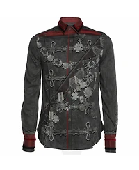 Pre-Owned Dolce & Gabbana Men's Printed Cotton Velvet Shirt