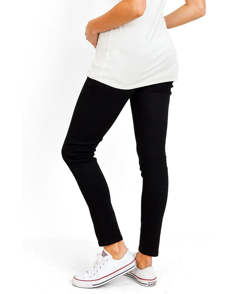 Hello Miz Women's Maternity Over the Belly Skinny Jeans with Pockets