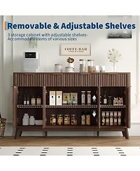 homfan Modern Sideboard Buffet Cabinet for Dining Room, Elegant Storage Solution,Fluted Design, Spacious Drawers, Adjustable Shelves and Doors