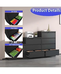 Boyel Living Lateral File Cabinet Drawer, Black Filing Cabinet with Lock