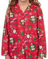 Elf Girls Pajamas Christmas Movie 7-16 I Know Him Coat Front 2-Piece Flannel Lounge Pajama Pant Set