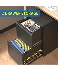 Boyel Living 2 Drawer Metal Mobile File Cabinet, Rolling File Cabinet with Lock for Hanging Legal/Letter/A4 Size, Fully Assembled Except Wheels