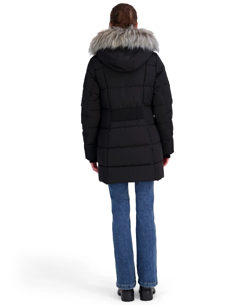 Nautica Women's Faux-Fur-Trim Hooded Puffer Coat