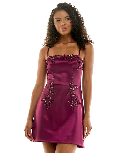 Seni & Cade Juniors' Embroidered Applique A-Line Mini Dress