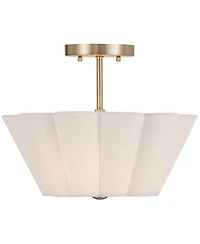 360 Lighting Izeda Wide Satin Brass Fabric 2-Light Ceiling Light