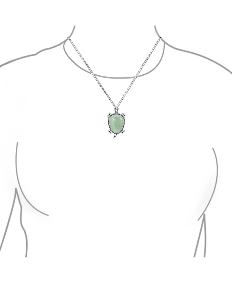 Bling Jewelry Large Sea Turtle Pendant Necklace Jade Nautical Beach Oxidized .925 Sterling Silver