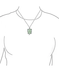 Bling Jewelry Large Sea Turtle Pendant Necklace Jade Nautical Beach Oxidized .925 Sterling Silver