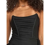 Emerald Sundae Juniors' Strapless Sash Detail Short Dress
