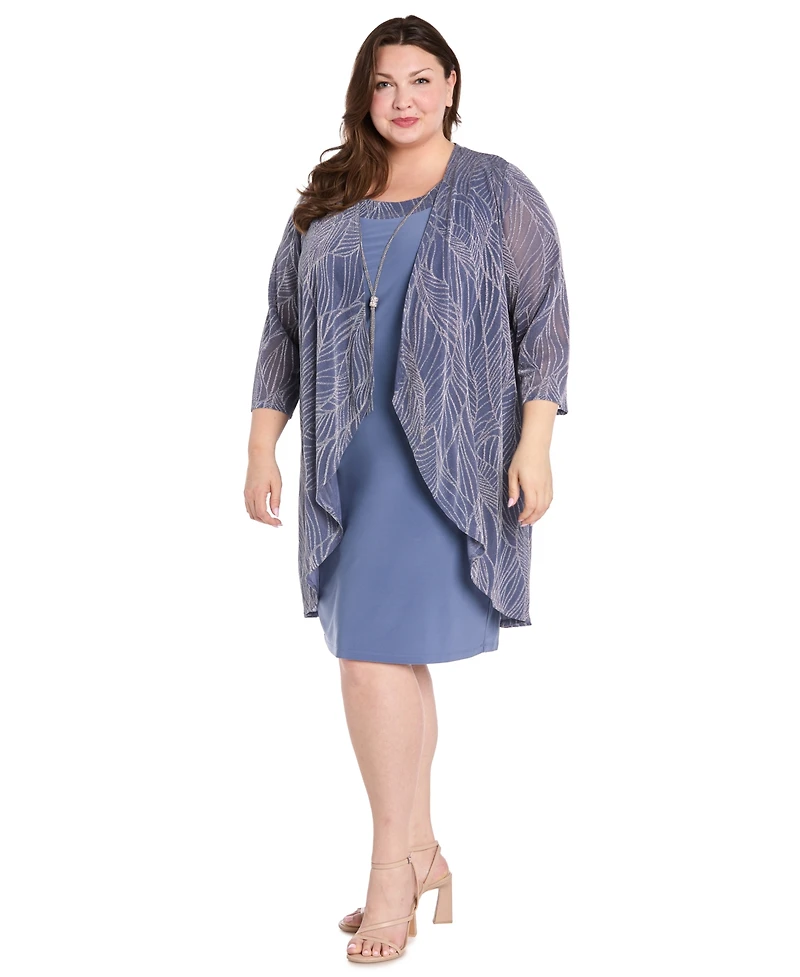 R & M Richards Plus Ruffle Knit Dress Jacket, 2-Piece Set