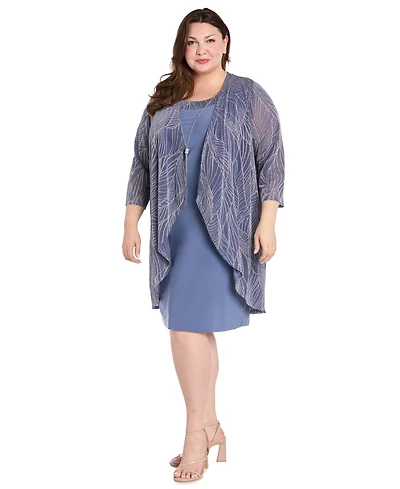 R & M Richards Plus Ruffle Knit Dress Jacket, 2-Piece Set